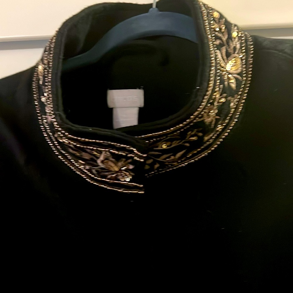 Exquisite Wool Jacket Embellished with Gold Embroidered Collar and Sleeves